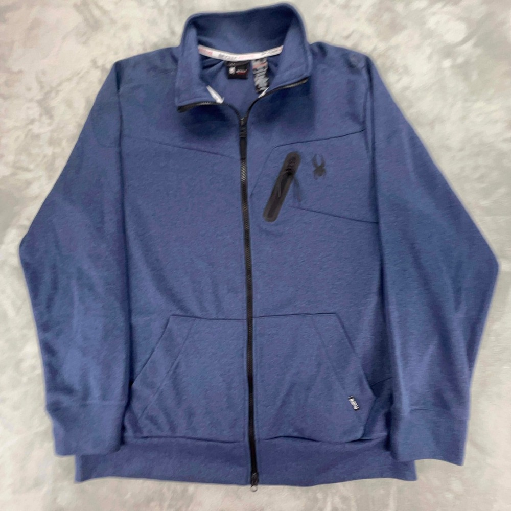 Spyder Active Men's‎ Full Zip Jacket Blue ProWEB Tech Spider Logo Size XL EUC